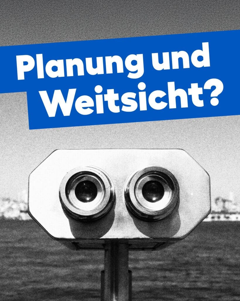 Fernrohr mit Überschrift Planung und Weitsicht