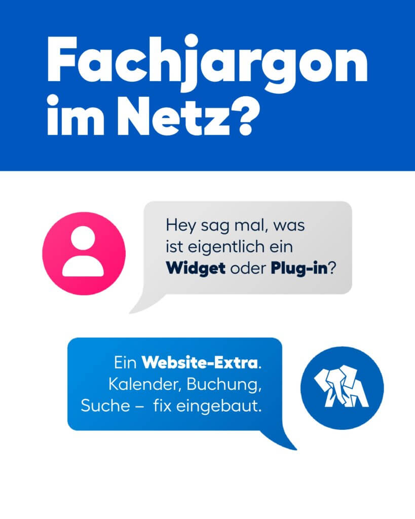 Titel Fachjargon im Netz mit Frage nach Widget oder Plug in.